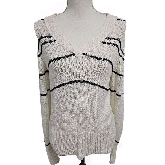 Brochu Walker Sweaters - Brochu Walker Sasha Striped V-Neck Knit LS Sweater Cotton Wool Blend Women’s S